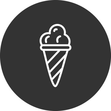 Dondurma külahının vektör simgesi waffle külahında kepçeler 