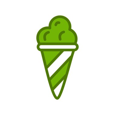 Dondurma külahının vektör simgesi waffle külahında kepçeler 