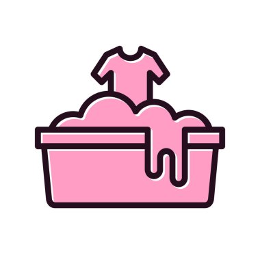 Çamaşır yıkama simgesi, vektör illüstrasyonu