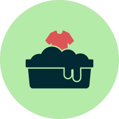 Çamaşır yıkama simgesi, vektör illüstrasyonu