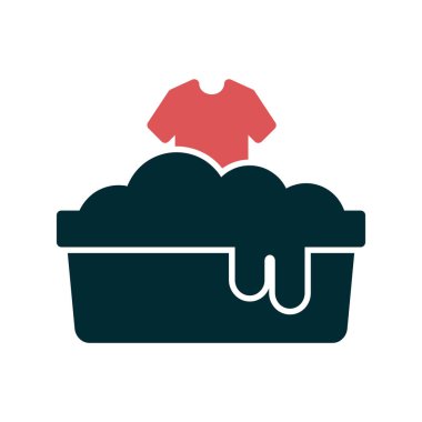 Çamaşır yıkama simgesi, vektör illüstrasyonu