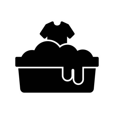 Çamaşır yıkama simgesi, vektör illüstrasyonu