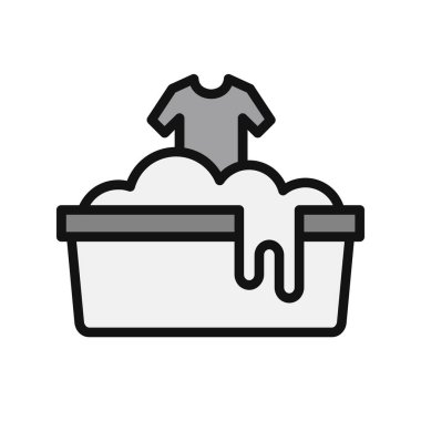 Çamaşır yıkama simgesi, vektör illüstrasyonu