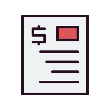 Web ve mobil uygulama tasarımı için fatura simgesi, vektör illüstrasyonu