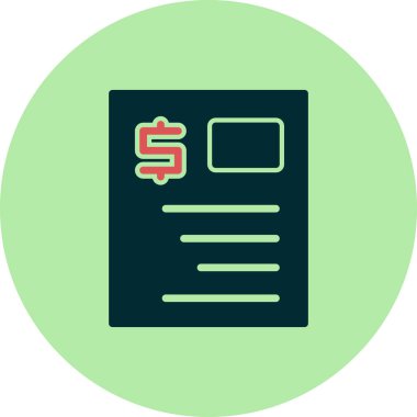 Web ve mobil uygulama tasarımı için fatura simgesi, vektör illüstrasyonu