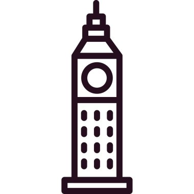 Big Ben, bina mimarisi, vektör illüstrasyon simgesi
