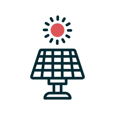 Güneş enerjisi ikon vektörü. İnce çizgi işareti. izole edilmiş sınır sembolü çizimi