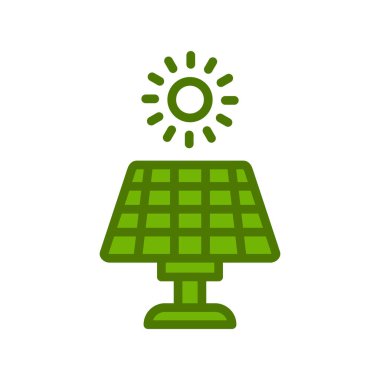 Güneş enerjisi ikonu. Web için eko pil vektör simgelerinin özet çizimi