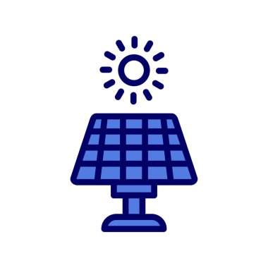 Güneş paneli ikon vektörü. İnce çizgi işareti. izole edilmiş sınır sembolü çizimi