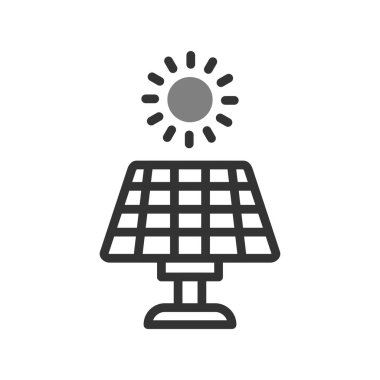 Güneş enerjisi ikon vektörü. İnce çizgi işareti. izole edilmiş sınır sembolü çizimi