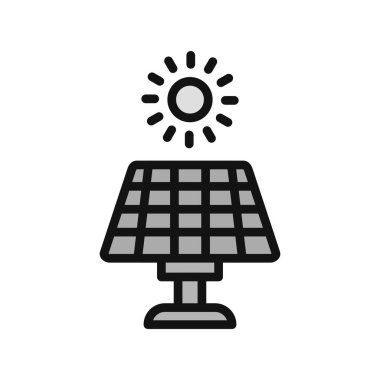 Güneş enerjisi ikon vektörü. İnce çizgi işareti. izole edilmiş sınır sembolü çizimi