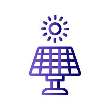 Güneş paneli ikon vektörü. İnce çizgi işareti. izole edilmiş sınır sembolü çizimi