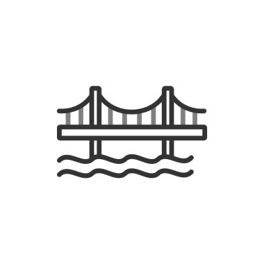 bridge line icon, outline vector sign, linear style pictogram isolated on white. symbol, logo illustration.