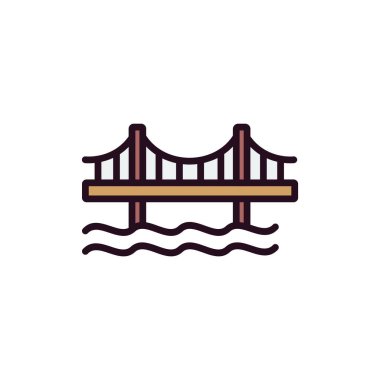 bridge icon vector isolated on white background, ship transparent sign, line and stroke elements in outline style