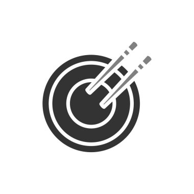 Kase ikonu vektör illüstrasyonunda yemek çubukları, Asya yemekleri 