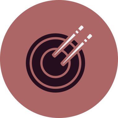 Kase ikonu vektör illüstrasyonunda yemek çubukları, Asya yemekleri 