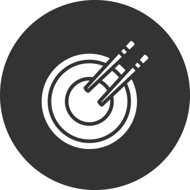 Kase ikonu vektör illüstrasyonunda yemek çubukları, Asya yemekleri 