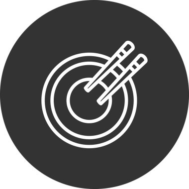 Kase ikonu vektör illüstrasyonunda yemek çubukları, Asya yemekleri 