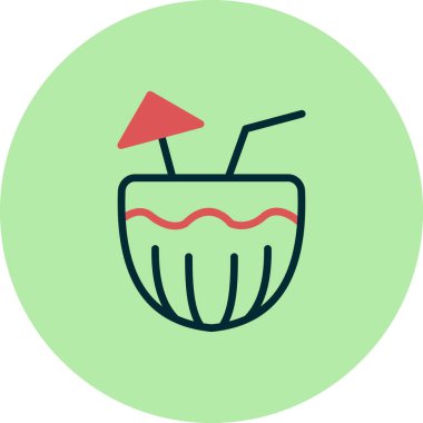 Hindistan cevizi kokteyli vektör çizimi 