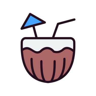 Hindistan cevizi kokteyli vektör çizimi 