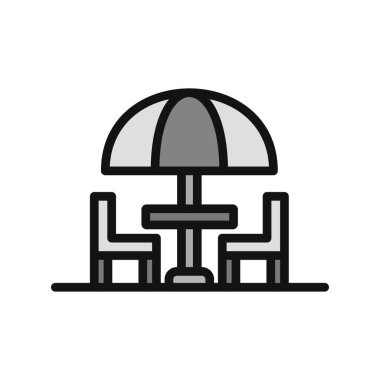 Plaj sandalyesi ikonu. Çadır vektör sembolü borsa işaretinin özeti.