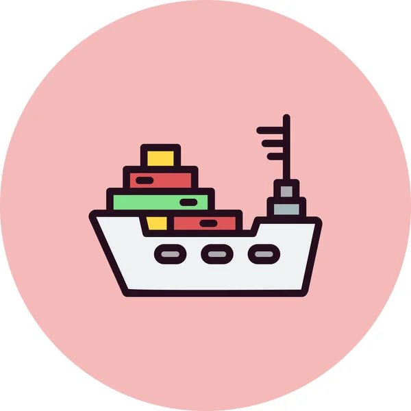 Frachtschiff Ikone Vektor Illustration — Stockvektor