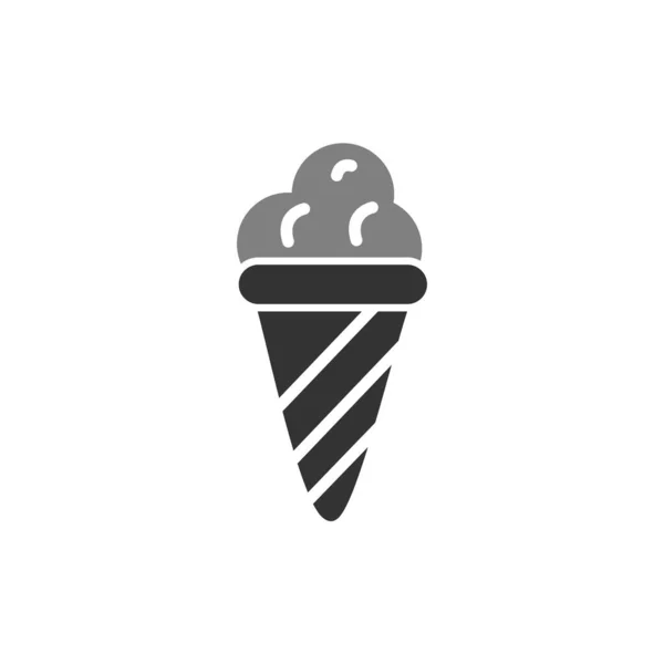 Vector Icon Ice Cream Scoops Waffle Cone — Stockový vektor