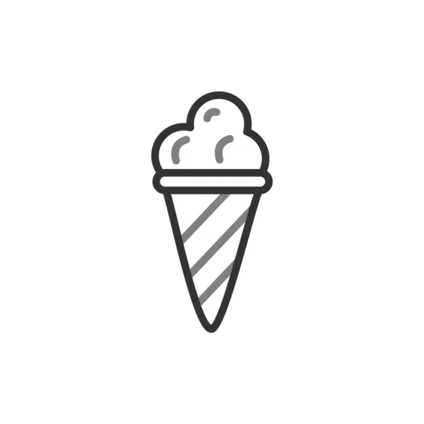 Vector Icon Ice Cream Scoops Waffle Cone — Stockvektor