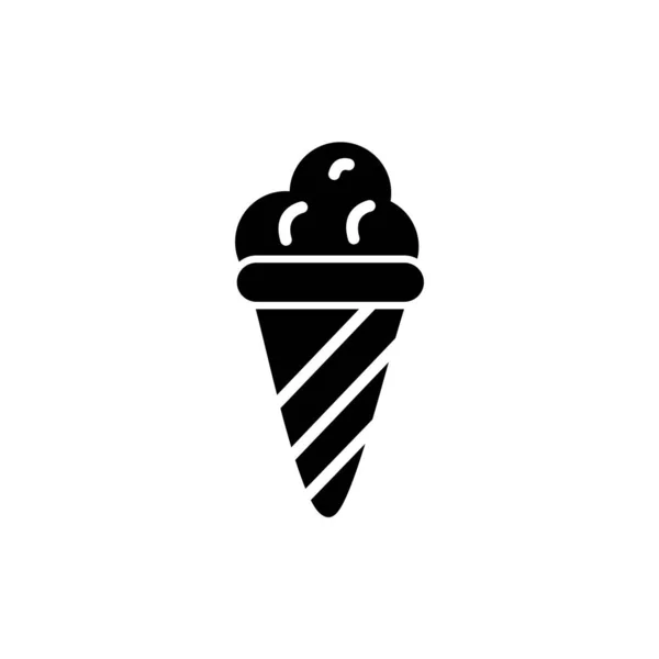 Icono Vectorial Las Cucharadas Helado Cono Gofre — Archivo Imágenes Vectoriales