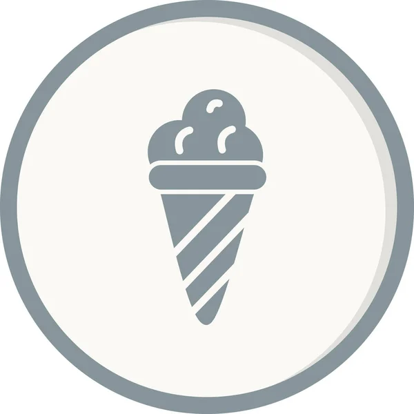 Vector Icon Ice Cream Scoops Waffle Cone — Stockvektor
