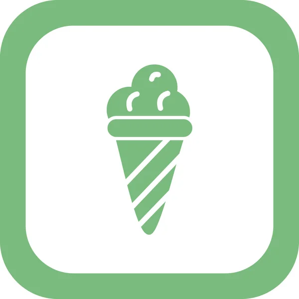 Vector Icon Ice Cream Scoops Waffle Cone — Image vectorielle