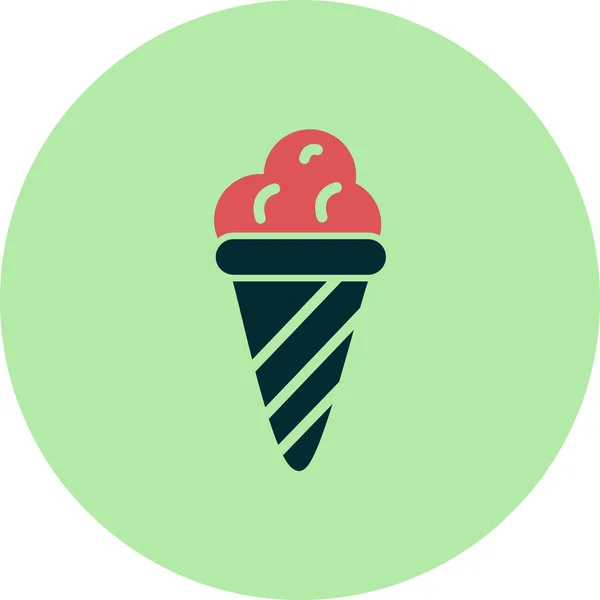 Vector Icon Ice Cream Scoops Waffle Cone — Archivo Imágenes Vectoriales