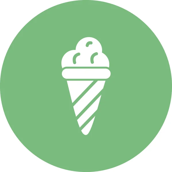 Vector Icon Ice Cream Scoops Waffle Cone — Stockvektor