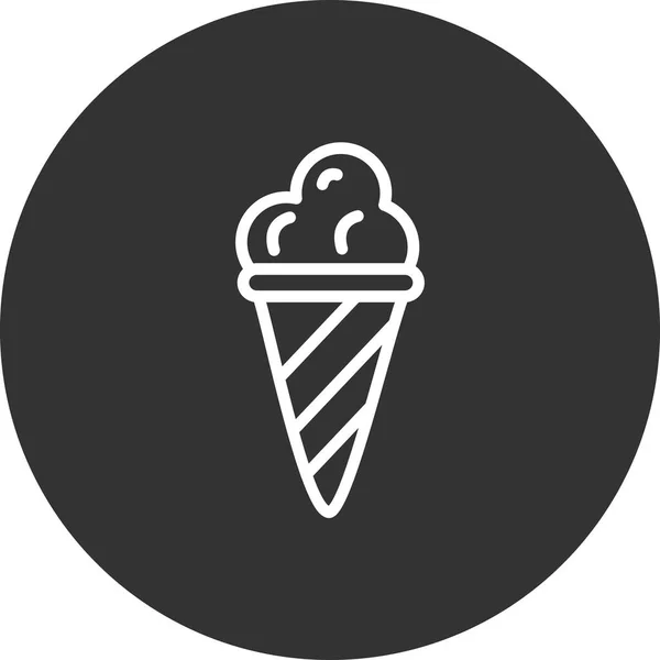 Vector Icon Ice Cream Scoops Waffle Cone — Stockový vektor