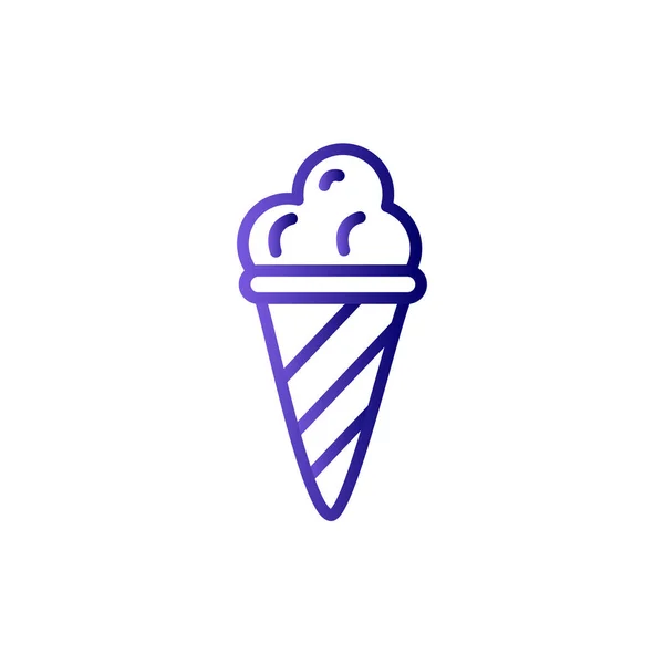 Vector Icon Ice Cream Scoops Waffle Cone — Wektor stockowy