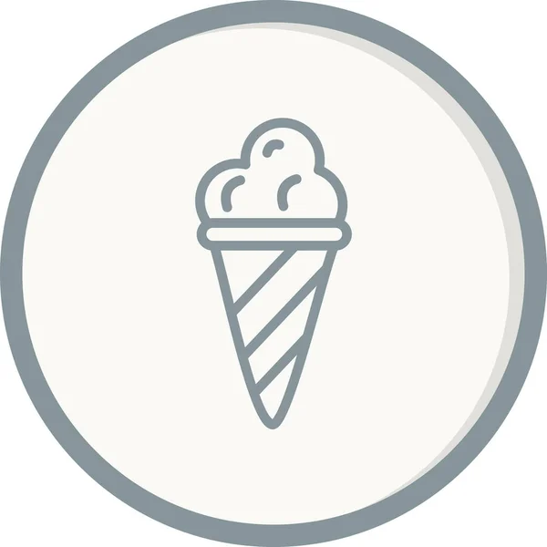 Vector Icon Ice Cream Scoops Waffle Cone — Vettoriale Stock