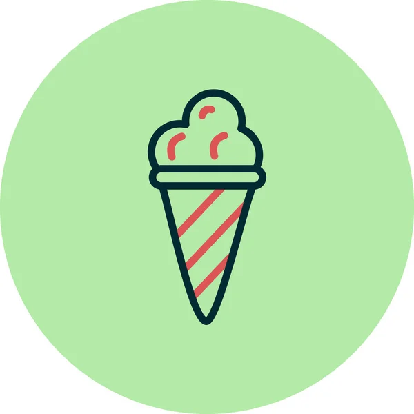 华夫饼筒中冰淇淋勺的矢量图标 — 图库矢量图片