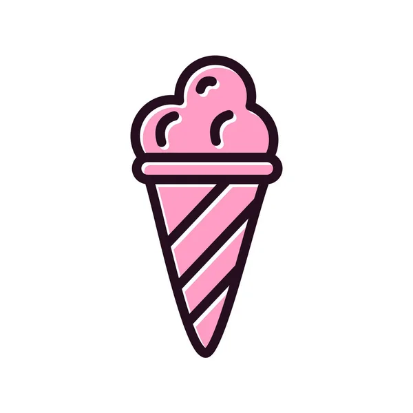 Vector Icon Ice Cream Scoops Waffle Cone — Vettoriale Stock