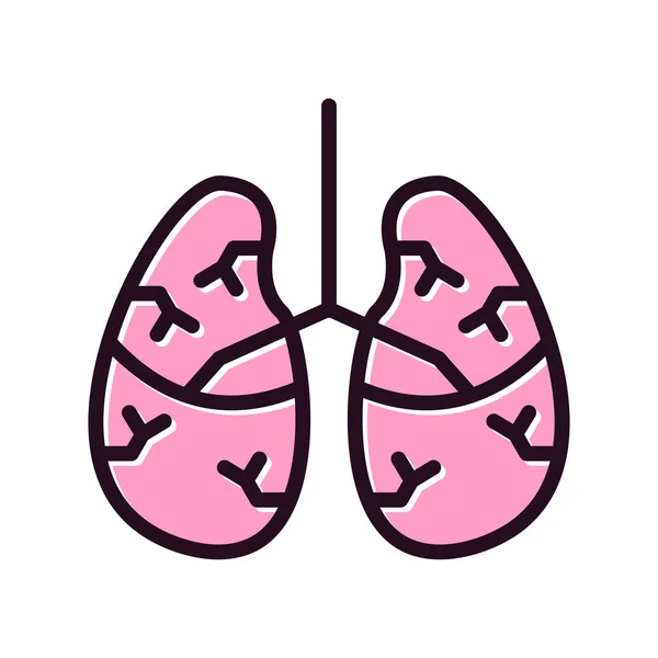Pulmones Humanos Ilustración Icono Médico — Vector de stock
