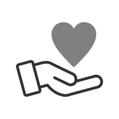 Kalp ikonlu el. Vektör çizimi. Güven 