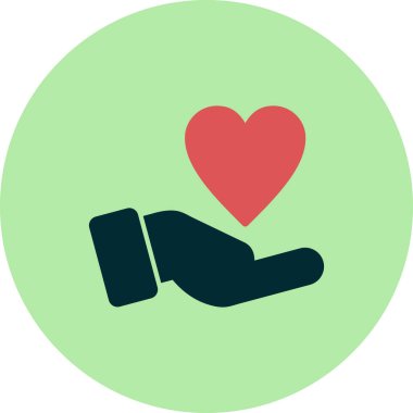 Kalp ikonlu el. Vektör çizimi. Güven 