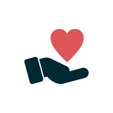 Kalp ikonlu el. Vektör çizimi. Güven 