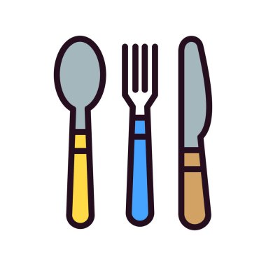 Kaşık, çatal ve bıçak, çatal bıçak vektör illüstrasyonu