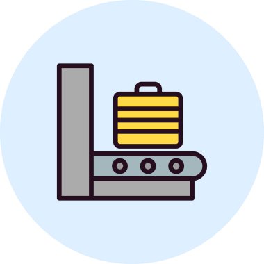 Havaalanı bagaj tarayıcı simgesi, vektör illüstrasyonu