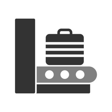 Havaalanı bagaj tarayıcı simgesi, vektör illüstrasyonu