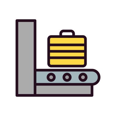 Havaalanı bagaj tarayıcı simgesi, vektör illüstrasyonu