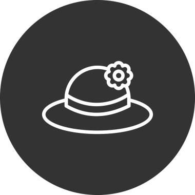 Çiçekli kadın şapkasının basit bir çizimi