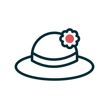 Çiçekli kadın şapkasının basit bir çizimi