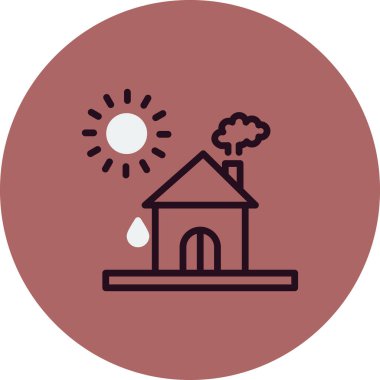 Ev ikonu. Vektör çizimi. Isı Dalgası