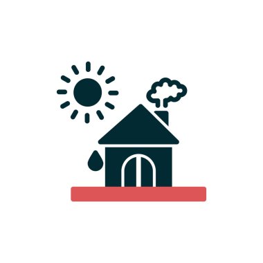 Ev ikonu. Vektör çizimi. Isı Dalgası